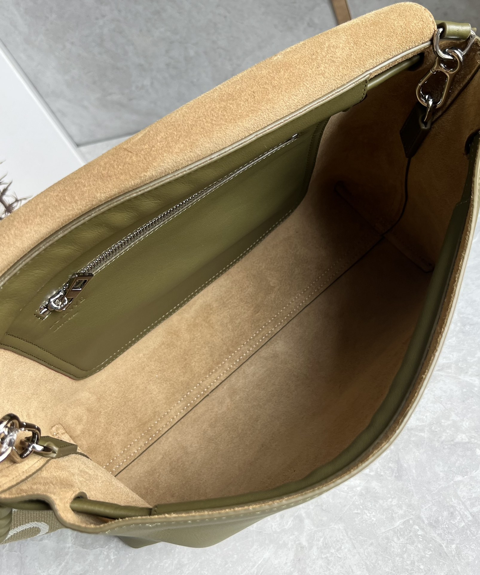 Loewe Flamenco Satchel in Shiny Supple Calfskin Green